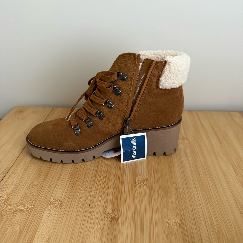Marshalls Brown Lace Up Boots with Shearling